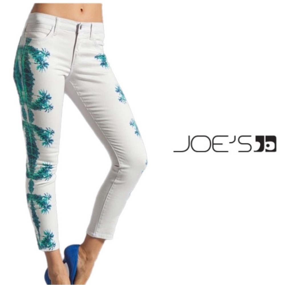 Joe's Jeans size 27 White Jean with tropical palm print